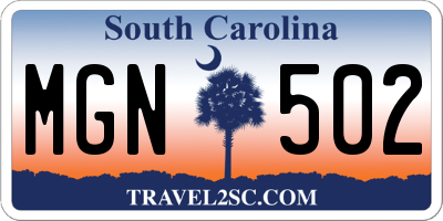 SC license plate MGN502