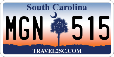 SC license plate MGN515