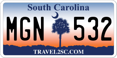SC license plate MGN532