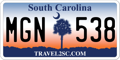 SC license plate MGN538