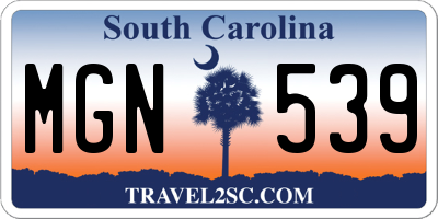 SC license plate MGN539