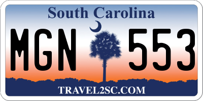 SC license plate MGN553