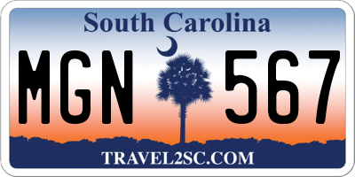 SC license plate MGN567