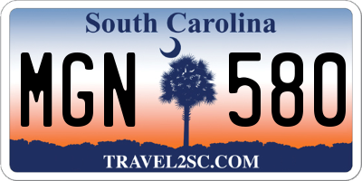 SC license plate MGN580