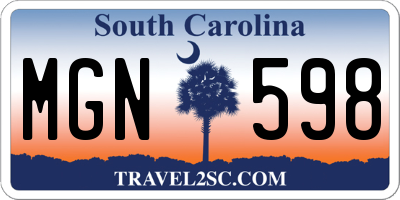 SC license plate MGN598