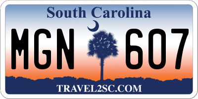SC license plate MGN607