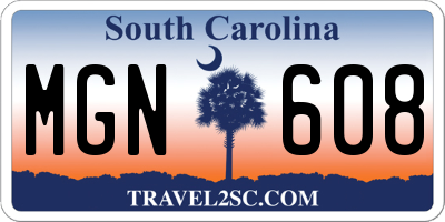 SC license plate MGN608