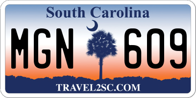 SC license plate MGN609