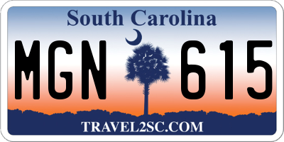SC license plate MGN615