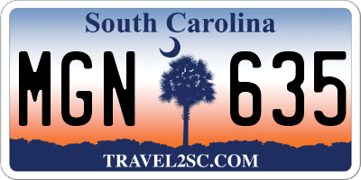 SC license plate MGN635