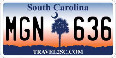 SC license plate MGN636