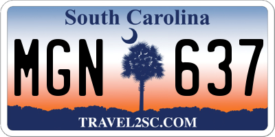 SC license plate MGN637