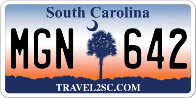 SC license plate MGN642