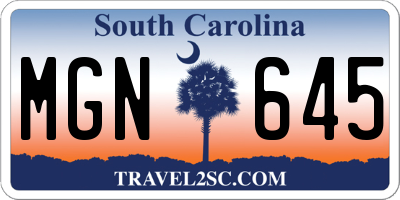 SC license plate MGN645