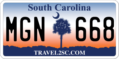 SC license plate MGN668