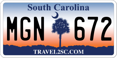 SC license plate MGN672