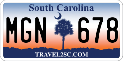 SC license plate MGN678