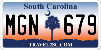 SC license plate MGN679