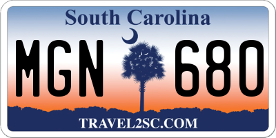SC license plate MGN680