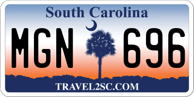 SC license plate MGN696