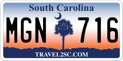 SC license plate MGN716