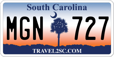 SC license plate MGN727