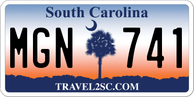 SC license plate MGN741