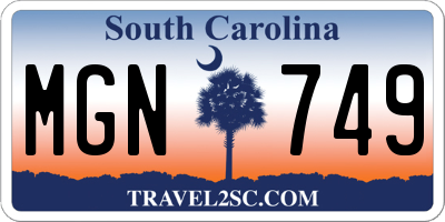 SC license plate MGN749