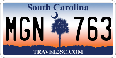 SC license plate MGN763