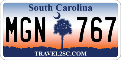 SC license plate MGN767