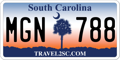 SC license plate MGN788