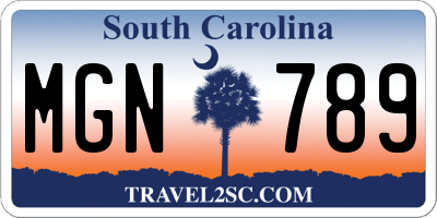 SC license plate MGN789