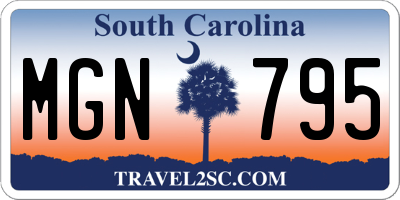SC license plate MGN795