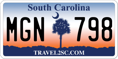 SC license plate MGN798
