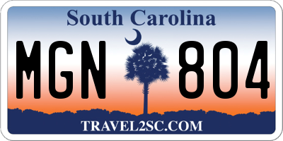 SC license plate MGN804