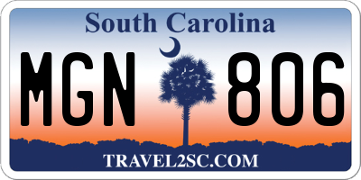 SC license plate MGN806