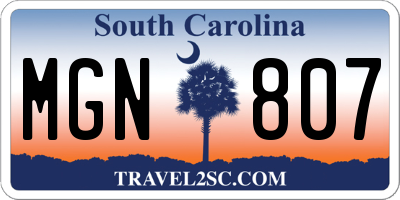 SC license plate MGN807