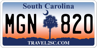 SC license plate MGN820