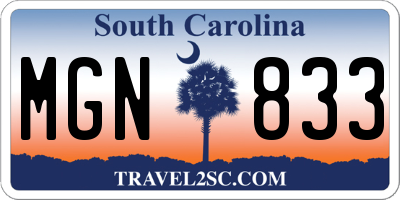 SC license plate MGN833
