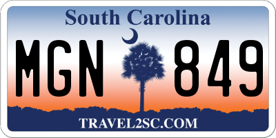 SC license plate MGN849