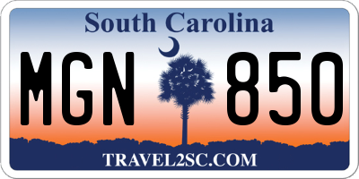SC license plate MGN850