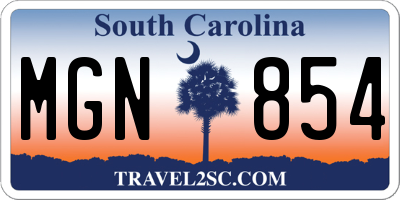 SC license plate MGN854