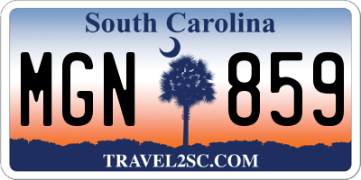 SC license plate MGN859