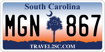 SC license plate MGN867