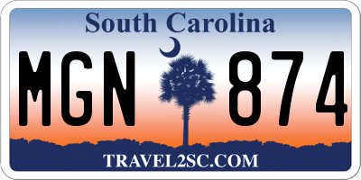 SC license plate MGN874