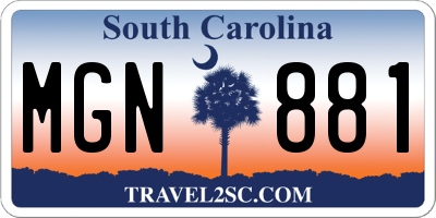 SC license plate MGN881