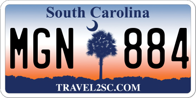 SC license plate MGN884