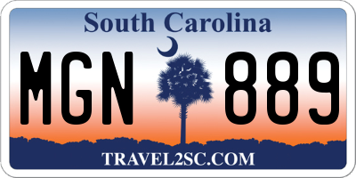 SC license plate MGN889