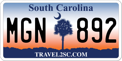 SC license plate MGN892