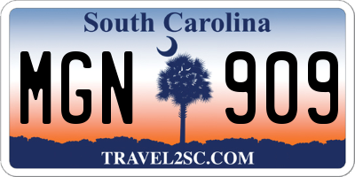 SC license plate MGN909